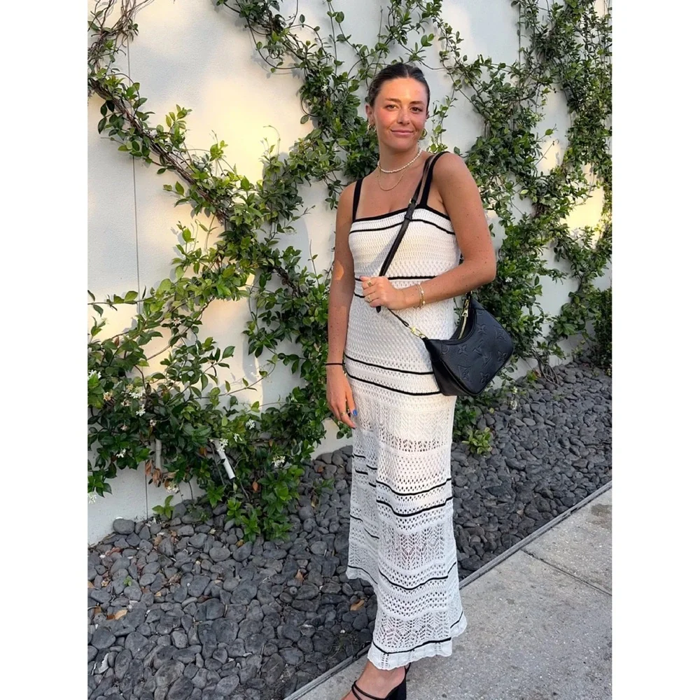Abercrombie & Fitch White and Black Maxi Dress